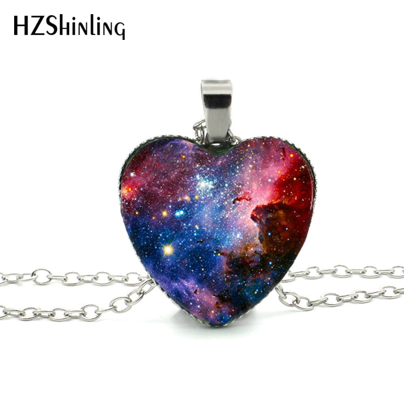 Galaxy Nebula Heart Necklace