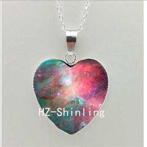 Galaxy Nebula Heart Necklace