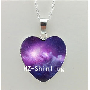 Galaxy Nebula Heart Necklace