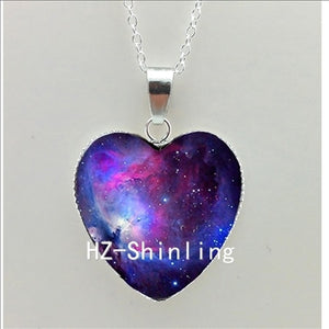 Galaxy Nebula Heart Necklace