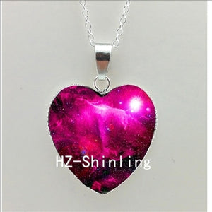 Galaxy Nebula Heart Necklace