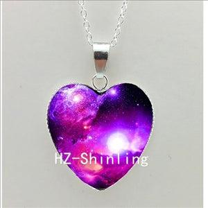 Galaxy Nebula Heart Necklace