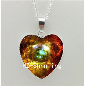 Galaxy Nebula Heart Necklace