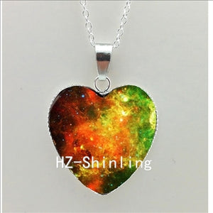 Galaxy Nebula Heart Necklace