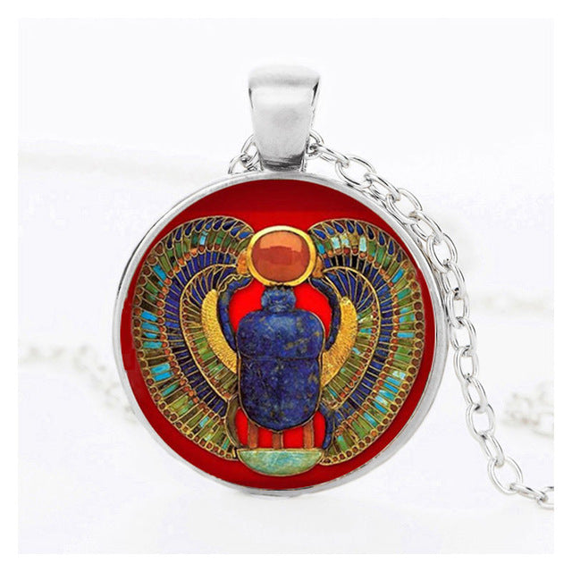 Egyptian Necklace Scarab Crystal Pendant Jewelry