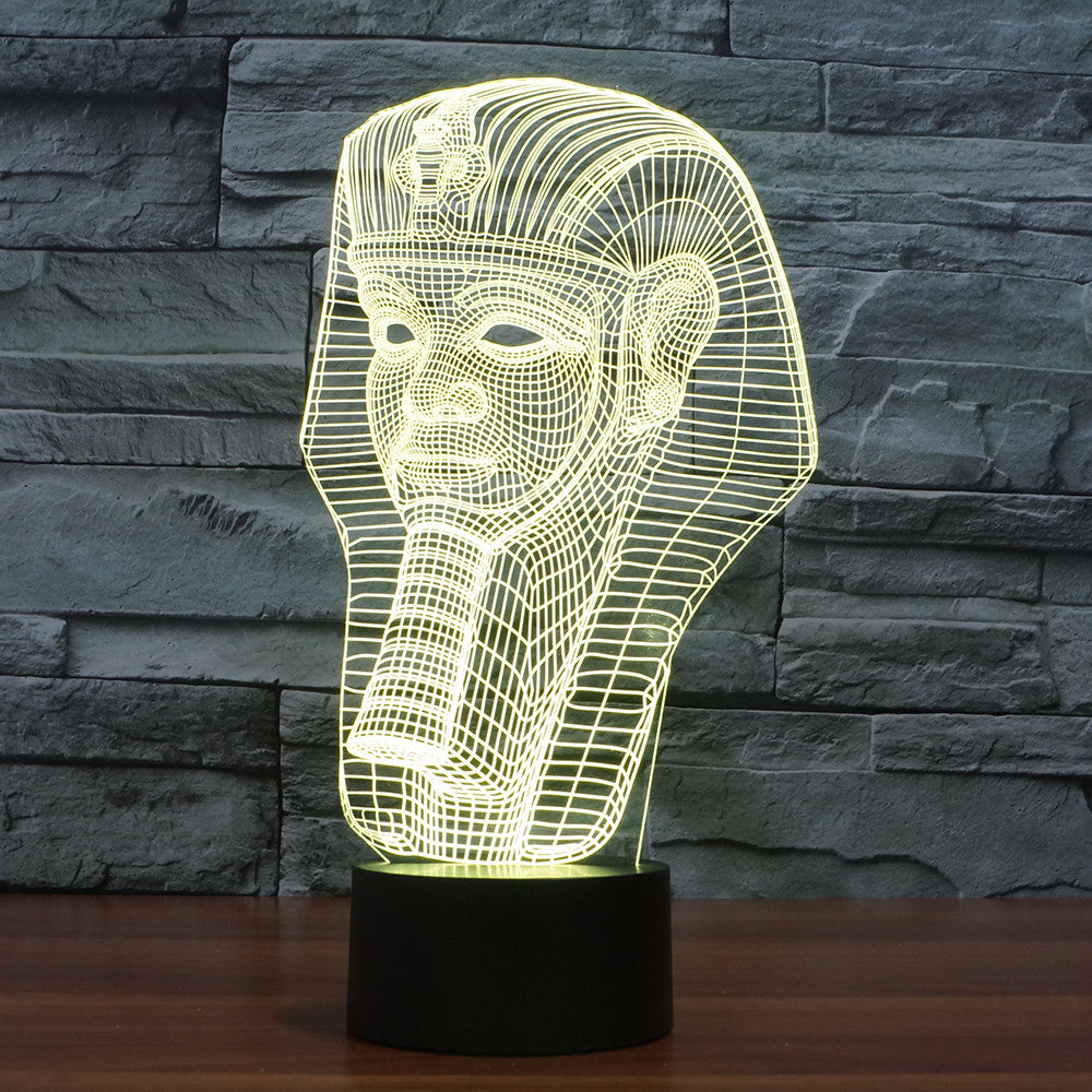 3D Illusion Night Light  LED Light 7 Color with Touch Switch USB Cable Nice Gift Home Office Decorations，Pharaoh