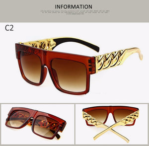 Fashion Gold Metal Chain Sunglasses Vintage Hip Hop