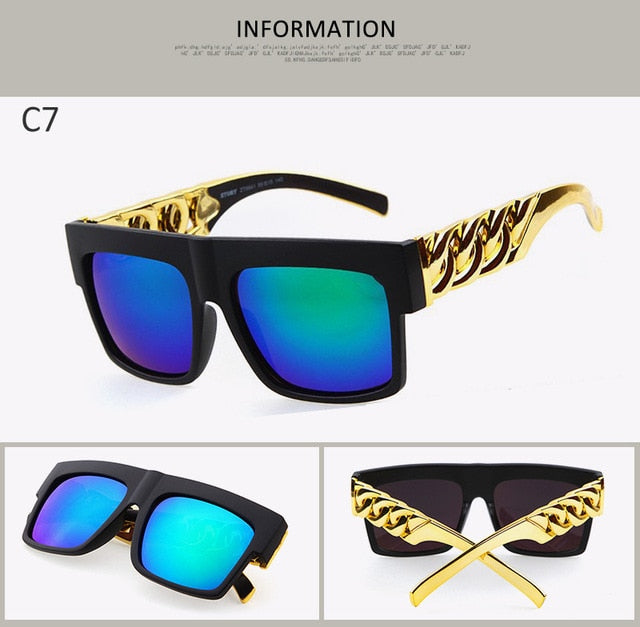 Fashion Gold Metal Chain Sunglasses Vintage Hip Hop