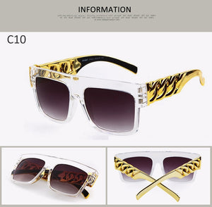 Fashion Gold Metal Chain Sunglasses Vintage Hip Hop