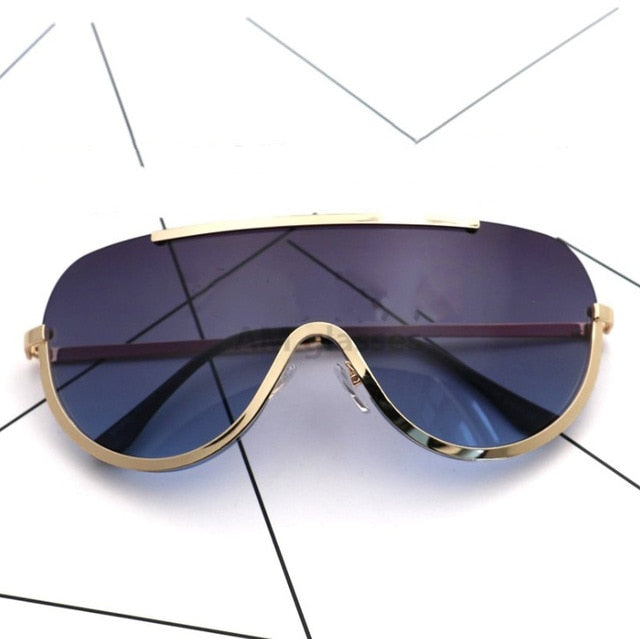 Sexy Rimless Gold Oversized Frame Lunette