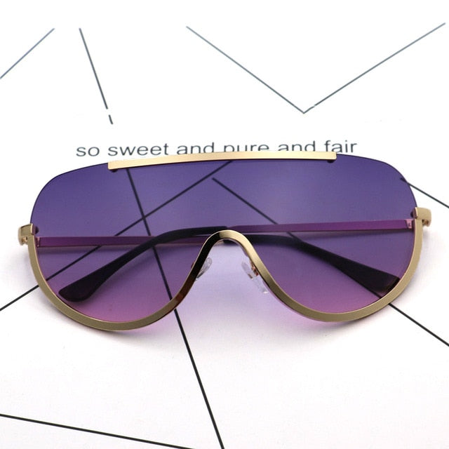 Sexy Rimless Gold Oversized Frame Lunette