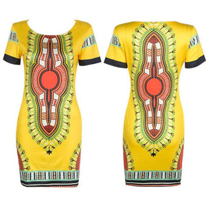 Traditional Dashiki Bodycon Sexy Short Sleeve Dress