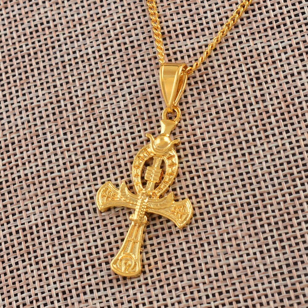 Ankh Cross Pendant Necklaces Gold Amulets