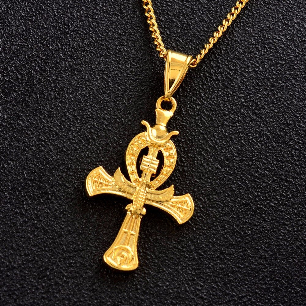 Ankh Cross Pendant Necklaces Gold Amulets