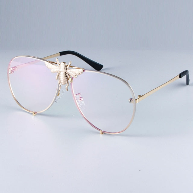 Big Bee Retro Pilot Luxury Metal Sunglasses Gradient Lenses