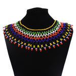African Handmade Beaded Tassel Choker Necklace
