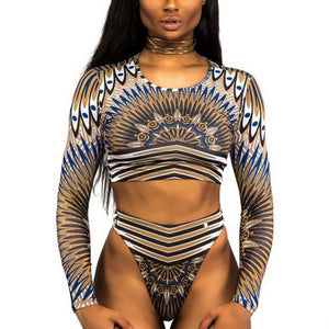 Sexy bikini Brazil set Long sleeve Padded bra women swimsuit