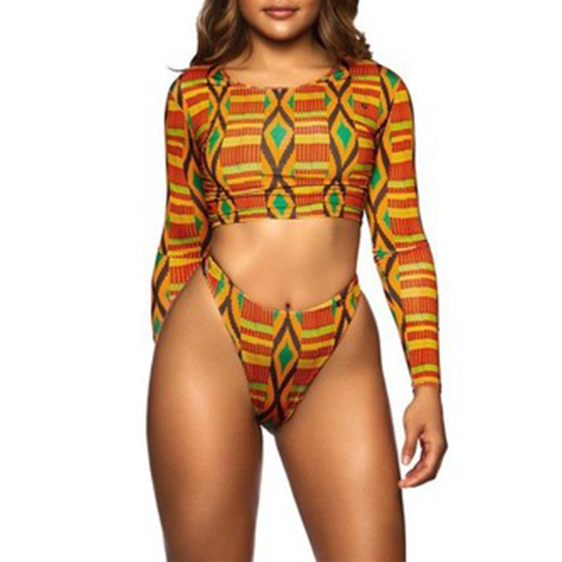 Sexy bikini Brazil set Long sleeve Padded bra women swimsuit