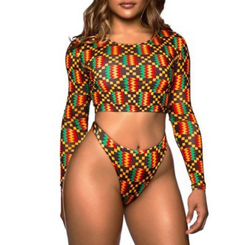 Sexy bikini Brazil set Long sleeve Padded bra women swimsuit