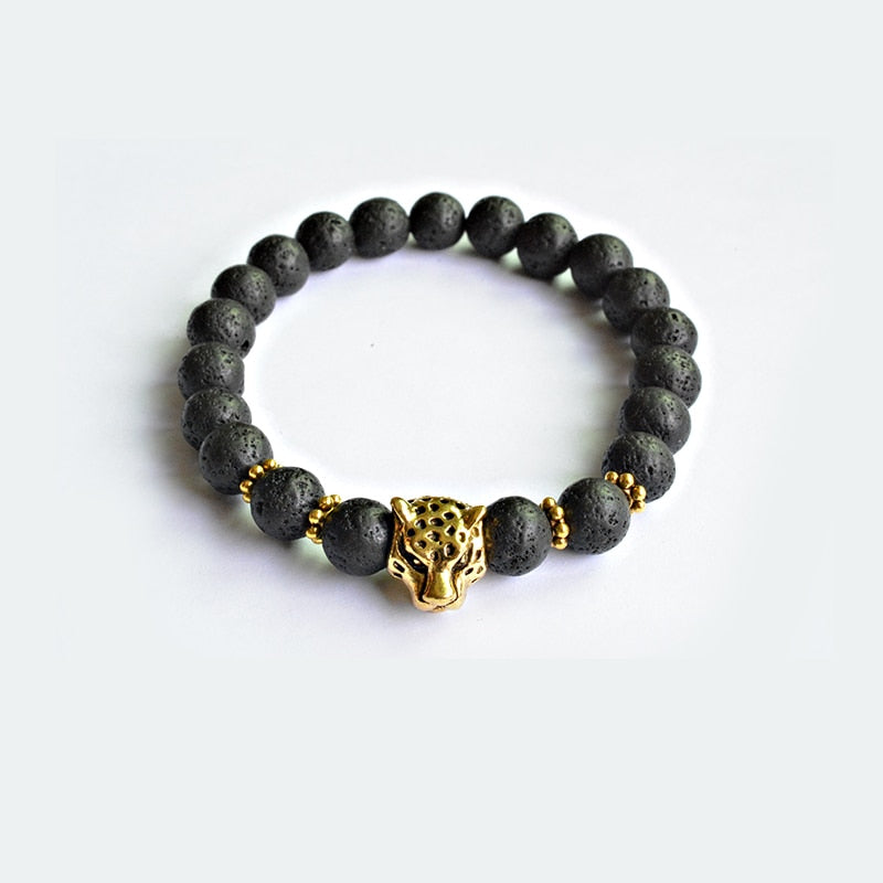 Natural Stone Bracelets GoldPlated Black Panther