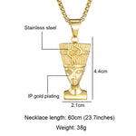 Ancient Egyptian Pharaoh Pendant Necklace Gold Color Stainless Steel