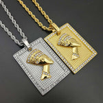 Hip Hop  Queen Nefertiti Shiny Rhinestone Stainless Steel Necklace