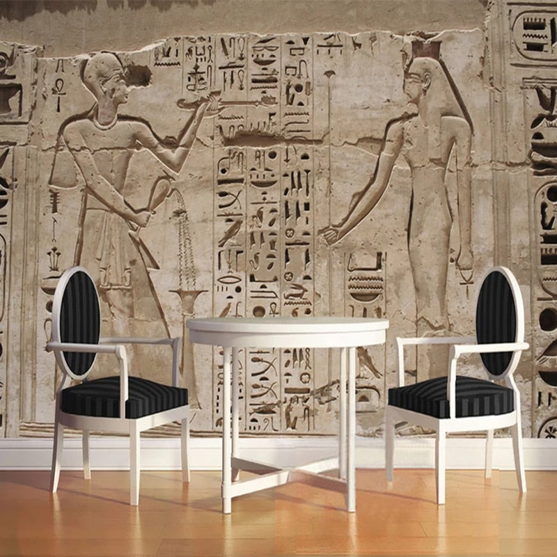 Ancient Egyptian Stone Mural Wallpaper 3D