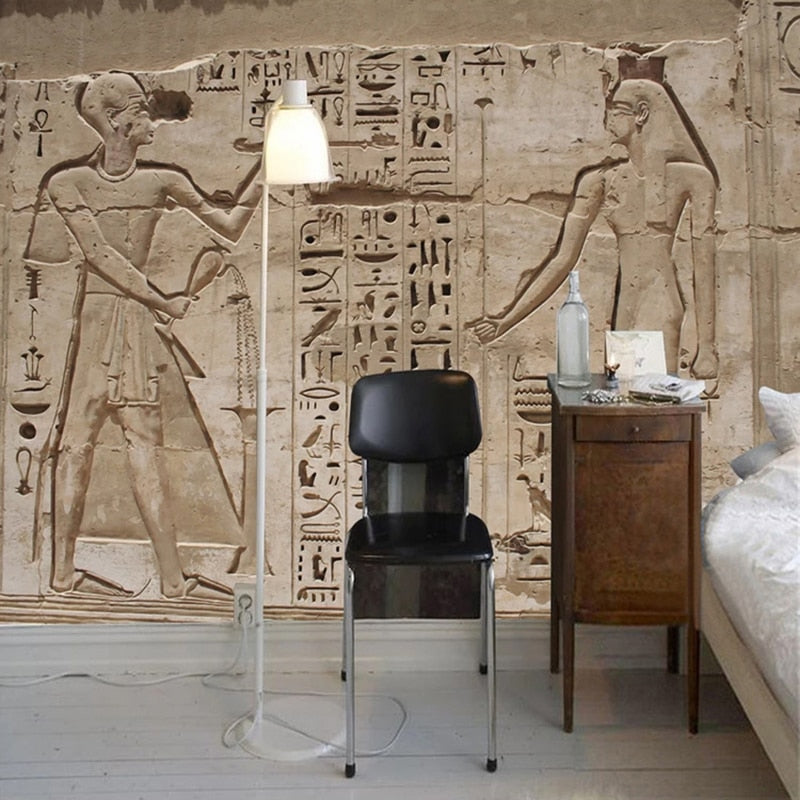 Ancient Egyptian Stone Mural Wallpaper 3D