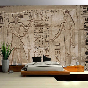 Ancient Egyptian Stone Mural Wallpaper 3D