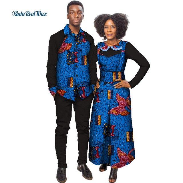 African Print Jumpsuit with Shirt for Women Bazin Riche Mens Shirt and Pants Sets African Clothing Lover Couples