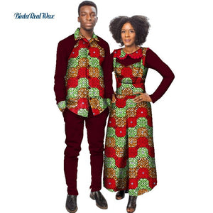 African Print Jumpsuit with Shirt for Women Bazin Riche Mens Shirt and Pants Sets African Clothing Lover Couples