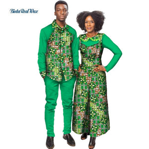 African Print Jumpsuit with Shirt for Women Bazin Riche Mens Shirt and Pants Sets African Clothing Lover Couples