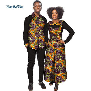 African Print Jumpsuit with Shirt for Women Bazin Riche Mens Shirt and Pants Sets African Clothing Lover Couples