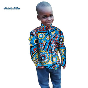 Tops Bazin Ankara Shirt for Boys