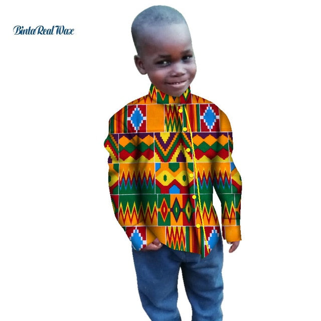 Tops Bazin Ankara Shirt for Boys