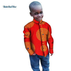 Tops Bazin Ankara Shirt for Boys