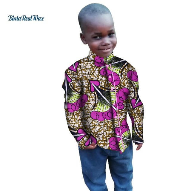 Tops Bazin Ankara Shirt for Boys