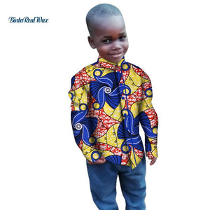 Tops Bazin Ankara Shirt for Boys