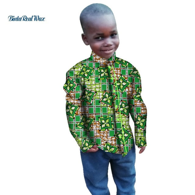 Tops Bazin Ankara Shirt for Boys