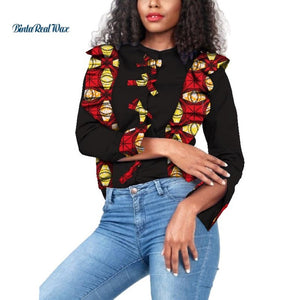 Dashiki Women Draped Bow-tie Button Top Shirts