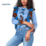 Dashiki Women Draped Bow-tie Button Top Shirts