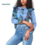 Dashiki Women Draped Bow-tie Button Top Shirts