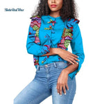 Dashiki Women Draped Bow-tie Button Top Shirts