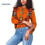 Dashiki Women Draped Bow-tie Button Top Shirts