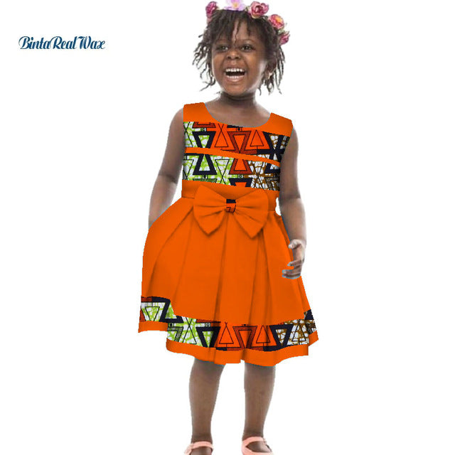 Lovely Girls Bow-tie Bazin  Dresses