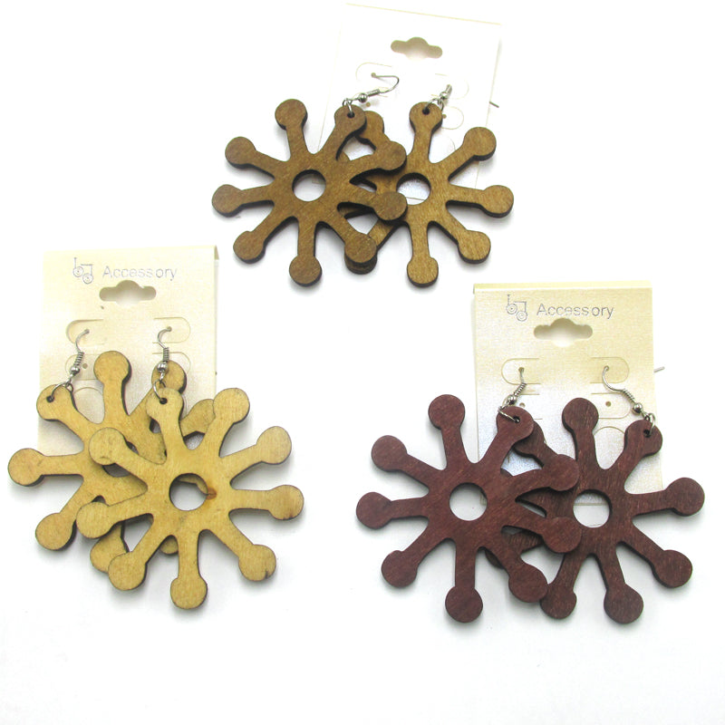 6pairs/lot Adinkra FOFO Symbols Wooden Earrings