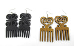 5pairs/lot Adinkra Pick Wooden  Earrings