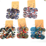 Fabric Adinkra wooden earrings can mixed colors