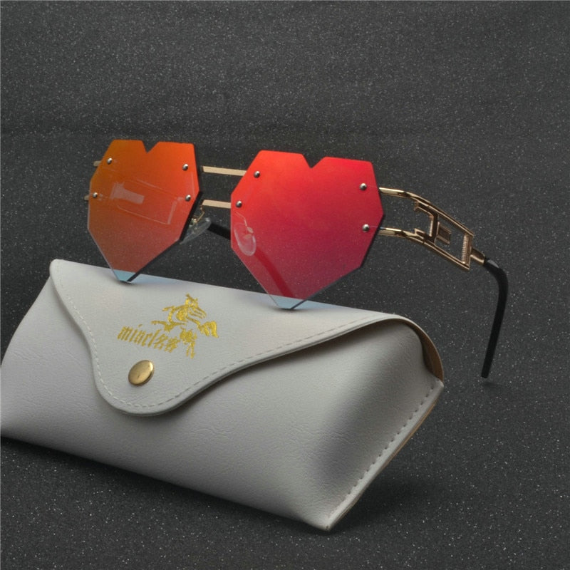 Glittery Frames Love Heart Women Sunglasses