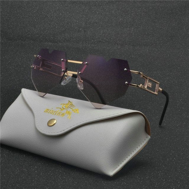 Glittery Frames Love Heart Women Sunglasses